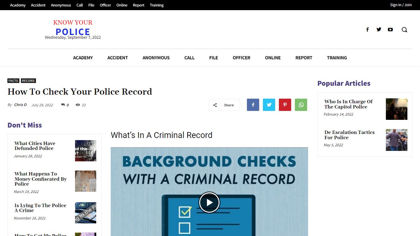 How To Check Your Police Record - KnowYourPolice.net